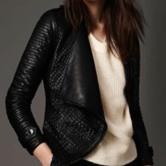 Burberry Jackets & Blazers - Burberry Leather Strips Moto Jacket